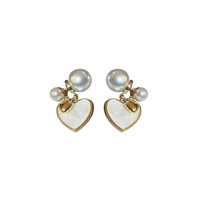 BROOCHITON jewelry White Women's Brushed Love Pearl Earrings