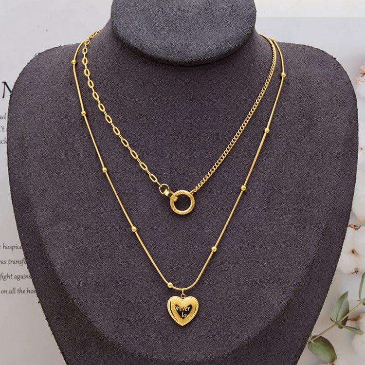 BROOCHITON women's titanium love necklace on a neck model