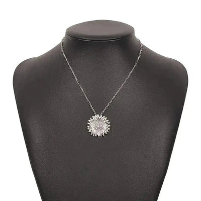 BROOCHITON Necklaces Silver Women's Flower Geometric Retro Clavicle Chain