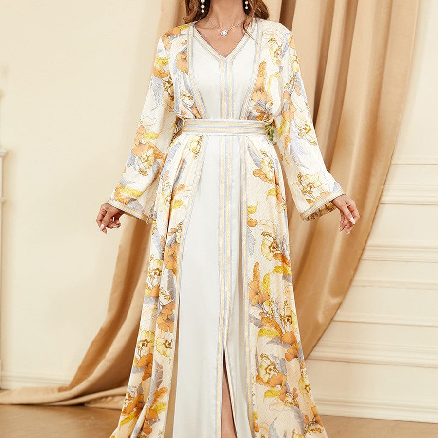 BROOCHITON abbaya ramada Women's Temperament Fashion Splicing Dresses Two-piece