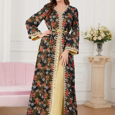 BROOCHITON abbaya ramada Women's V-neck New Fashion Dress