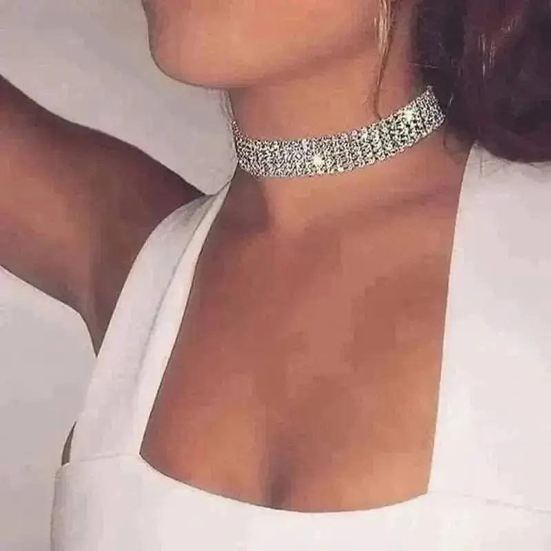 BROOCHITON Choker Full Crystal Rhinestone Choker
