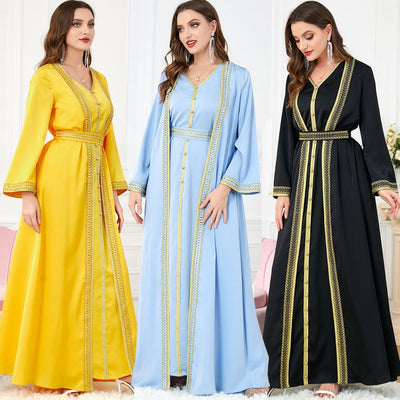 women's solid color fashion dress the black blue and yellow color