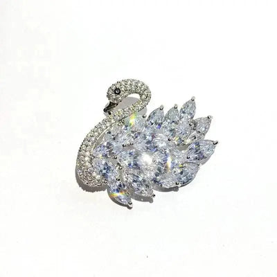 BROOCHITON Brooches Zircon Swan Brooch